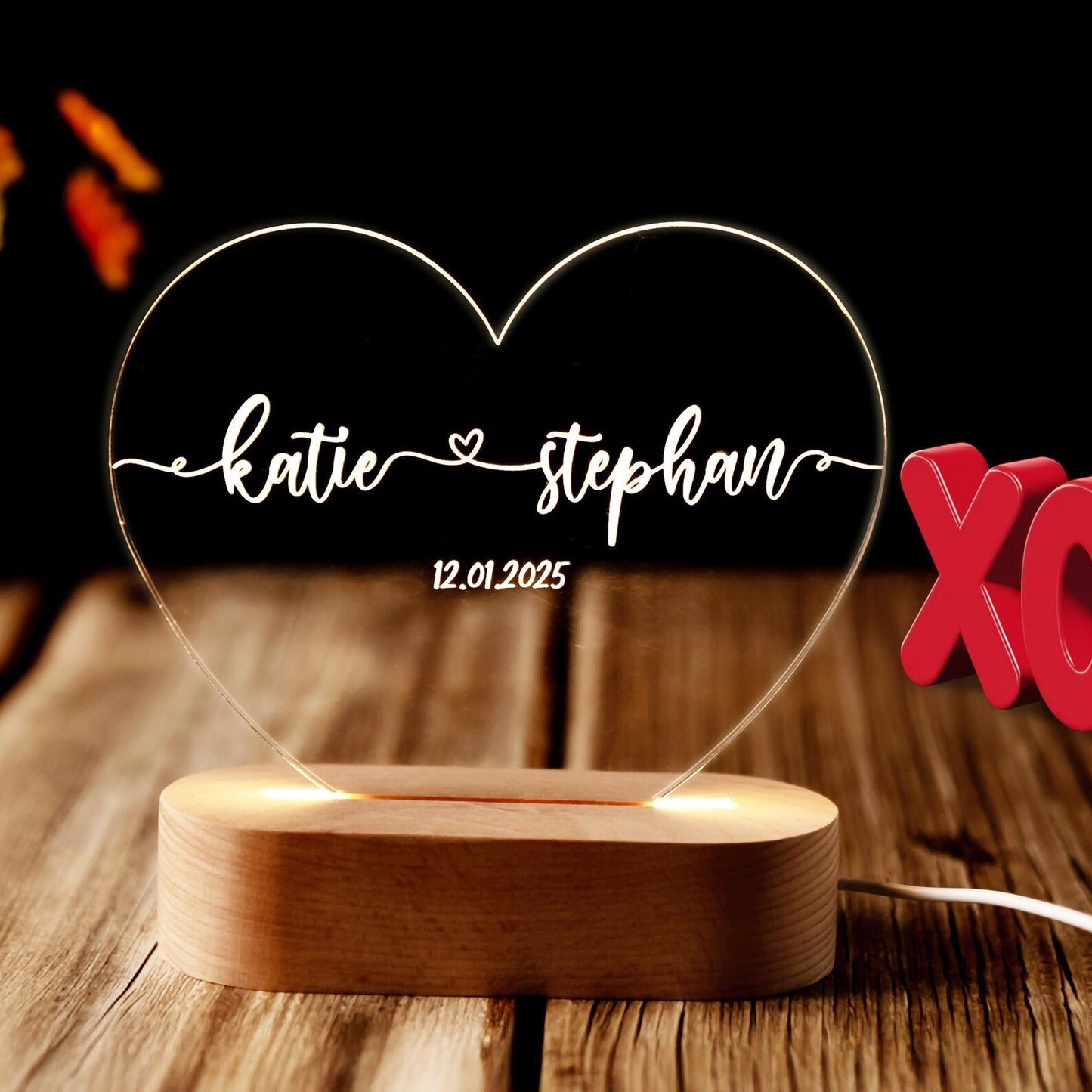 Custom Heart Shaped Night Light