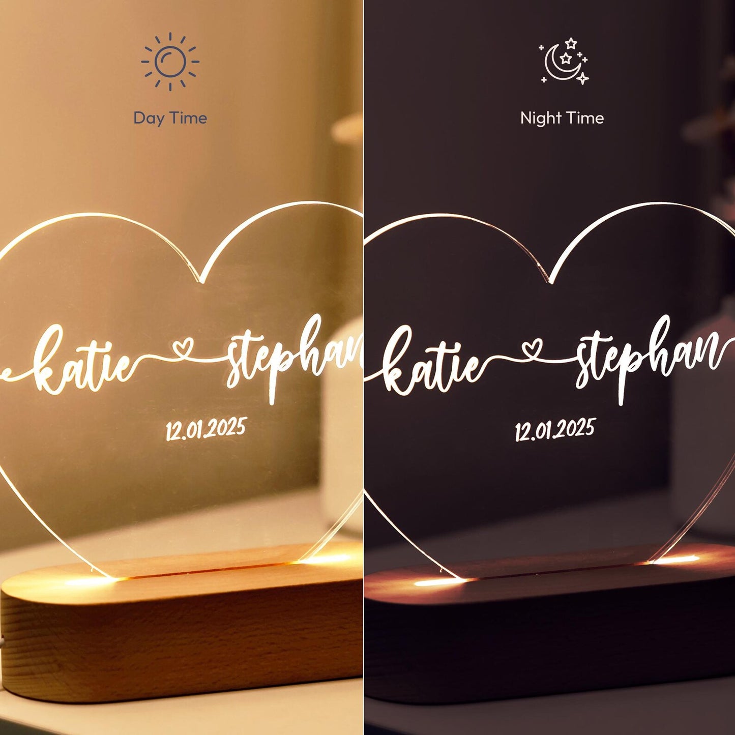 Custom Heart Shaped Night Light