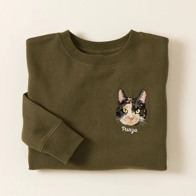 Pet Face Portrait Embroidered Sweatshirt