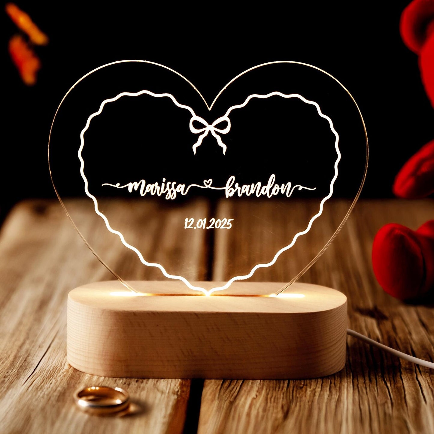 Custom Heart Shaped Night Light