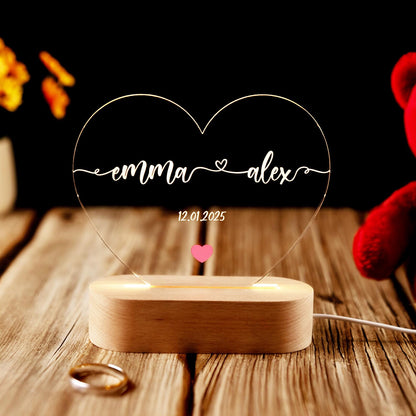 Custom Heart Shaped Night Light