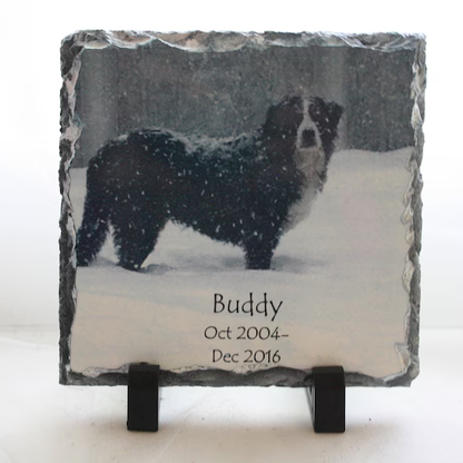 Custom Photo Rock Slate: Pet Memorial Gift