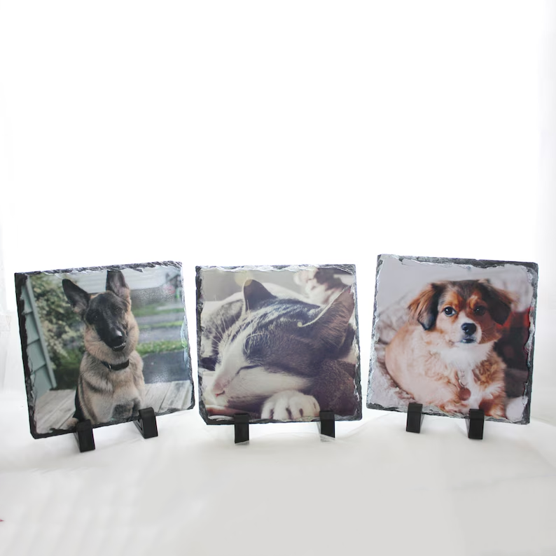 Custom Photo Rock Slate: Pet Memorial Gift