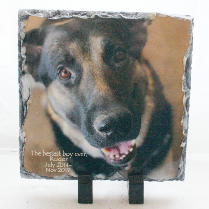 Custom Photo Rock Slate: Pet Memorial Gift