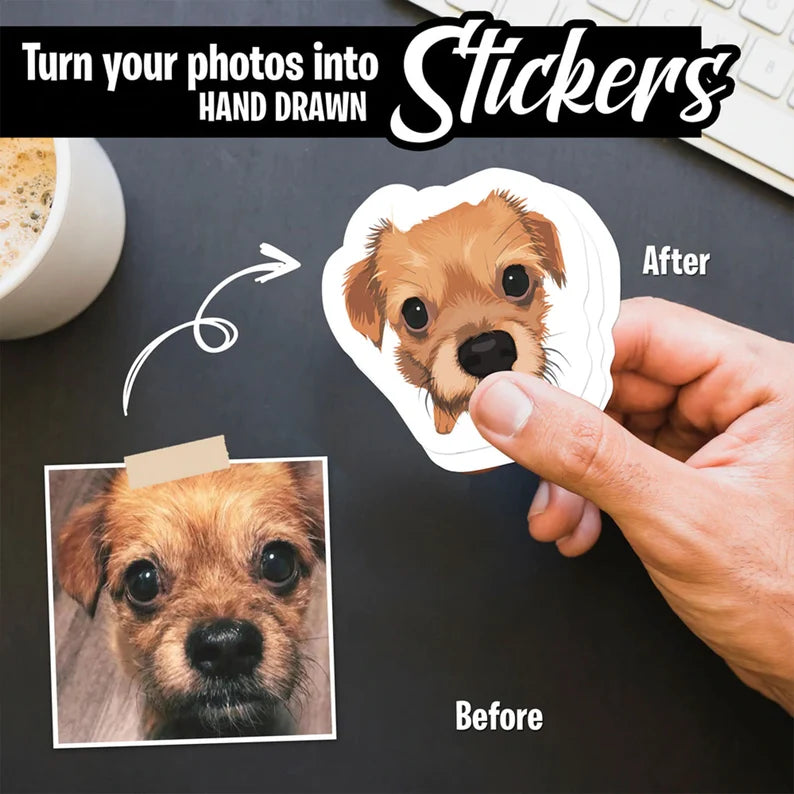 Hand Drawn Pet Portrait Stickers