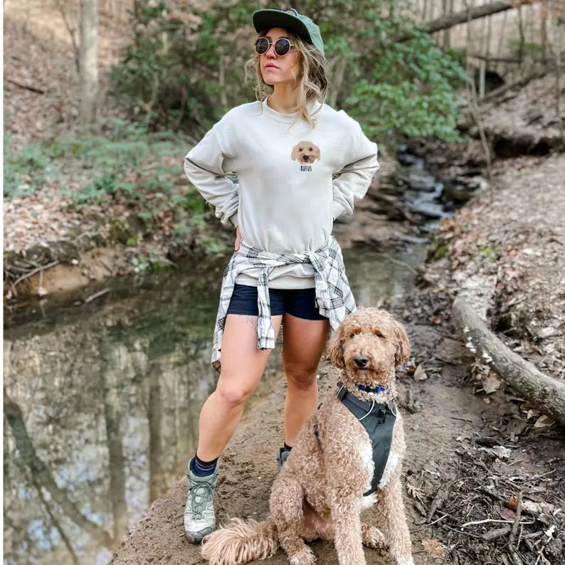 Pet Face Portrait Embroidered Sweatshirt