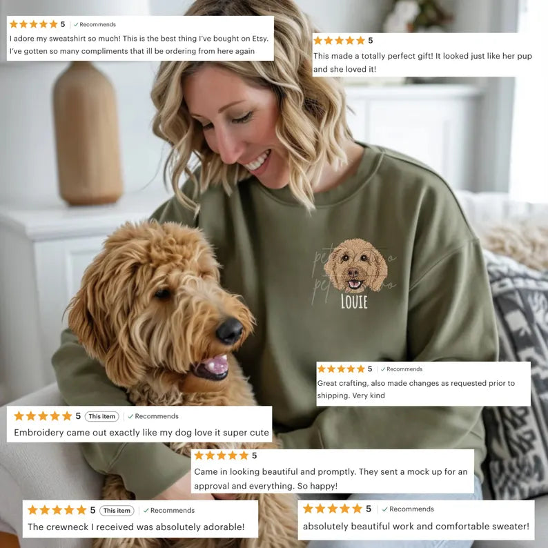 Pet Face Portrait Embroidered Sweatshirt