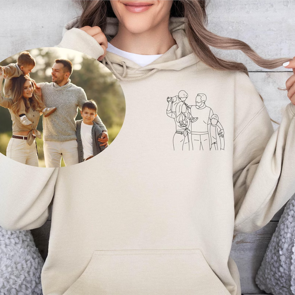 Custom Line Drawing Portrait Hoodie