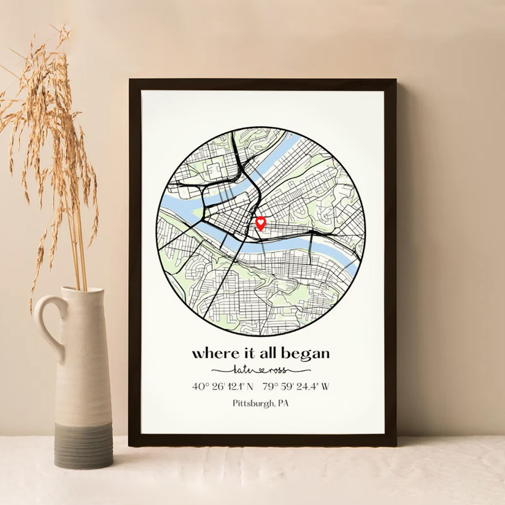 Custom Where it all began Couple Map Print